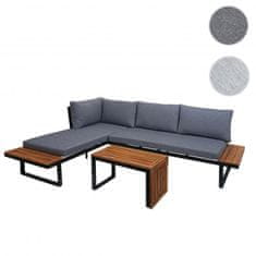 MCW Zahradní set L27, sedací souprava lounge set sofa, spun polyakátové dřevo s certifikátem MVG ~ tmavě šedá