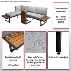 MCW Zahradní set L27, sedací souprava lounge set sofa, spun polyakátové dřevo s certifikátem MVG ~ tmavě šedá