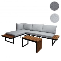 MCW Zahradní set L27, sedací souprava lounge set sofa, spun polyakátové dřevo s certifikátem MVG ~ světle šedá