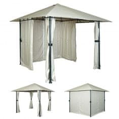 MCW Pergola J63, zahradní pavilon s boční stěnou, 3x3m ~ krémově béžová