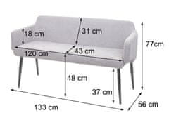 MCW Jídelní set L13, sada 2 židlí + lavice Jídelní set Jídelní set, látka/textil ~ krémově bílá