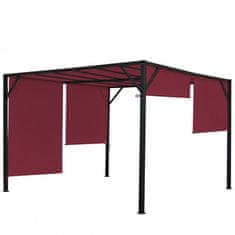 MCW Pergola Baia, zastřešení zahradního pavilonu, robustní 6cm ocelový rám + posuvná střecha bordeaux-red ~ 4x4m