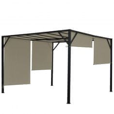 MCW Pergola Baia, zastřešení zahradního pavilonu, robustní 6cm ocelový rám + posuvná střecha taupe ~ 4x4m