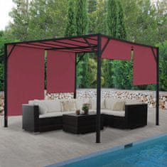 MCW Pergola Baia, zastřešení zahradního pavilonu, robustní 6cm ocelový rám + posuvná střecha bordeaux-red ~ 4x4m