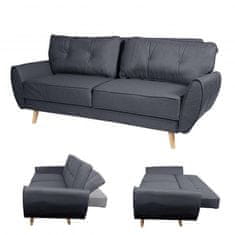 MCW 3místná pohovka J19, rozkládací pohovka lounge sofa, funkce spaní 203cm ~ látka/textil antracitová