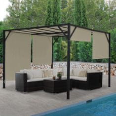 MCW Pergola Baia, zastřešení zahradního pavilonu, robustní 6cm ocelový rám + posuvná střecha taupe ~ 4x4m