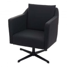 MCW Lounge chair H93b, křeslo koktejlové křeslo polohovatelné s podstavcem, otočné ~ imitace kůže černá