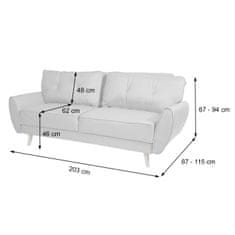 MCW 3místná pohovka J19, rozkládací pohovka lounge sofa, funkce spaní 203cm ~ látka/textil antracitová