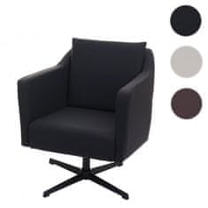 MCW Lounge chair H93b, křeslo koktejlové křeslo polohovatelné s podstavcem, otočné ~ imitace kůže černá