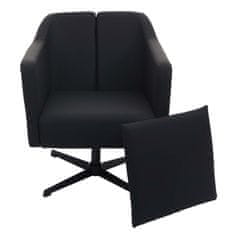 MCW Lounge chair H93b, křeslo koktejlové křeslo polohovatelné s podstavcem, otočné ~ imitace kůže černá