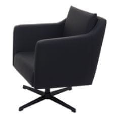 MCW Lounge chair H93b, křeslo koktejlové křeslo polohovatelné s podstavcem, otočné ~ imitace kůže černá