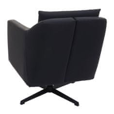 MCW Lounge chair H93b, křeslo koktejlové křeslo polohovatelné s podstavcem, otočné ~ imitace kůže černá