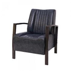 MCW Křeslo H10, lounge křeslo čalouněné křeslo recliner, kovový průmyslový design ~ vintage šedá