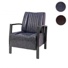 MCW Křeslo H10, lounge křeslo čalouněné křeslo recliner, kovový průmyslový design ~ vintage šedá