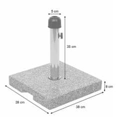 MCW Stojan na slunečník F92, stojan na slunečník držák na slunečník, žula ~ 23kg čtvercová šedá