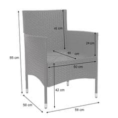 MCW Polyratanová souprava F55, balkonová/zahradní/obývací souprava Sedací souprava ~ černá, tmavě šedé polštáře