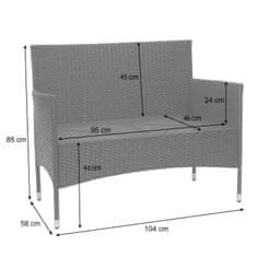 MCW Polyratanová souprava F55, balkonová/zahradní/obývací souprava Sedací souprava ~ černá, tmavě šedé polštáře