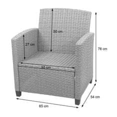 MCW XXL polyratanová souprava F10, balkonová/zahradní/obývací souprava, rozkládací křeslo s polštáři Spun Poly ~ šedohnědý