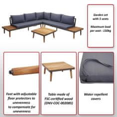 MCW Zahradní set E97, sedací souprava lounge set sofa, akátové dřevo s certifikátem MVG, šedá barva