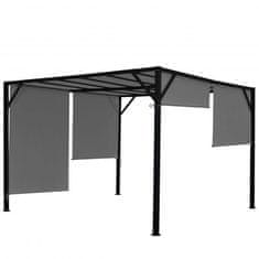 MCW Pergola Baia, zastřešení zahradního pavilonu, robustní 6cm ocelový rám + posuvná střecha šedá ~ 4x4m