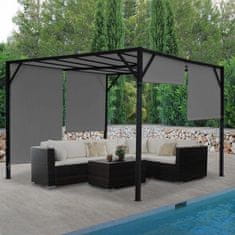 MCW Pergola Baia, zastřešení zahradního pavilonu, robustní 6cm ocelový rám + posuvná střecha šedá ~ 4x4m