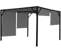 MCW Pergola Baia, zastřešení zahradního pavilonu, robustní 6cm ocelový rám + posuvná střecha šedá ~ 4x4m