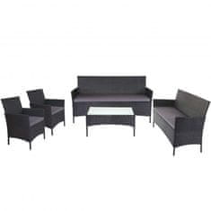 MCW 3-2-1-1 Polyratanový zahradní set Halden, lounge set sofa ~ antracit, antracitové polštáře