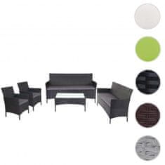 MCW 3-2-1-1 Polyratanový zahradní set Halden, lounge set sofa ~ antracit, antracitové polštáře