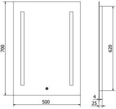 Mexen Mexen Remi osvětlené koupelnové zrcadlo 50x70 cm, LED 6000K, 9804-050-070-611-00 - MEXEN