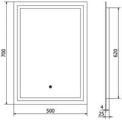 Mexen Mexen Miko osvětlené koupelnové zrcadlo 50x70 cm, LED 6000K, 9819-050-070-611-00 - MEXEN