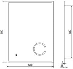 Mexen Mexen Kala koupelnové zrcadlo s kosmetickým zrcátkem 60x80, LED 6000K, 9820-060-080-611-00 - MEXEN