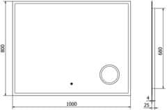 Mexen Mexen Kala zrcadlo s kosmetickým zrcátkem 100x80 cm, LED 6000K, 9820-100-080-611-00 - MEXEN