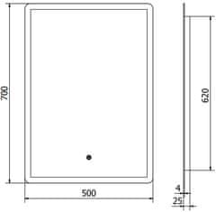 Mexen Mexen Navia osvětlené koupelnové zrcadlo 50x70 cm, LED 6000K, 9803-050-070-611-00 - MEXEN