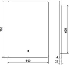 Mexen Mexen Sun osvětlené koupelnové zrcadlo 50x70 cm, LED 6000K, 9807-050-070-611-00 - MEXEN