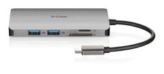 D-Link USB Hub USB-C/ HDMI, 3x USB 3.0, RJ45, USB-C, SD, Micro SD