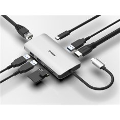 D-Link USB Hub USB-C/ HDMI, 3x USB 3.0, RJ45, USB-C, SD, Micro SD