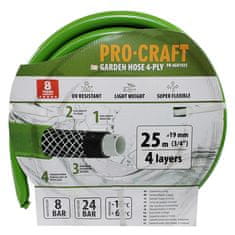 Procraft Zahradní hadice PR-4GH1925 4 vrstvy, 3/4&quot; 25 m