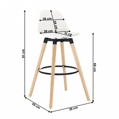 ATAN Barová židle EVANS - bílá/buk