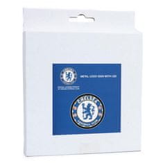 FotbalFans Kovový LED znak Chelsea FC, modrý, 25 cm