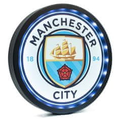 FotbalFans Kovový LED znak Manchester City FC, modrý, 25 cm