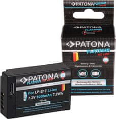 PATONA baterie pro foto Canon LP-E17 1000mAh Li-Ion Platinum USB-C nabíjení