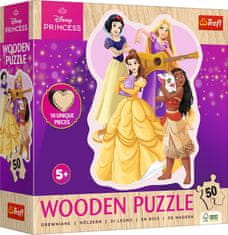 Trefl Dřevěné obrysové puzzle Disney: Krásné princezny 50 dílků