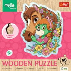 Trefl Dřevěné obrysové puzzle Treflíci: Šťastná rodina 50 dílků