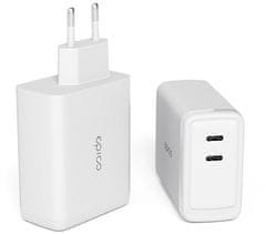 EPICO síťová nabíječka GaN, 2x USB-C, 100W, bílá + USB-C kabel, 2m