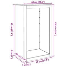 Vidaxl Stojan na palivové dřevo 60 x 40 x 100 cm cortenová ocel