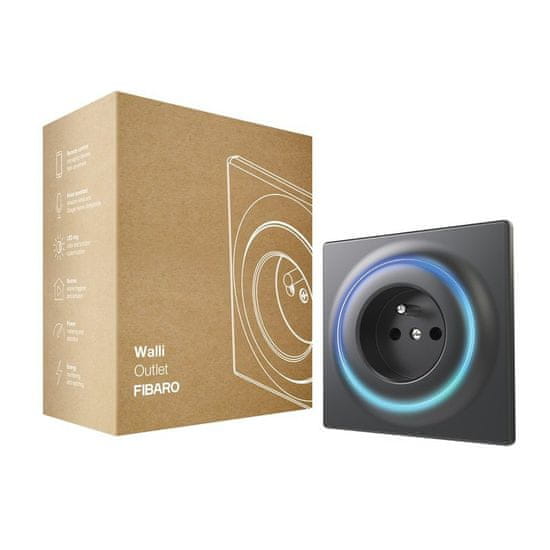 FIBARO Inteligentní zásuvka - FIBARO Walli Outlet type E Anthracite (FGWOE-011-8)