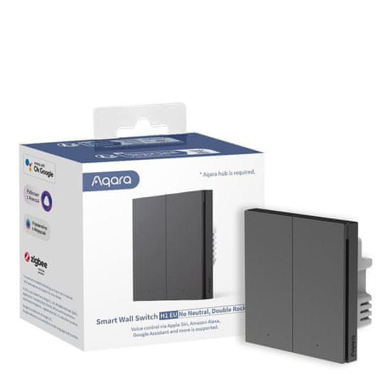 AQARA AQARA Smart Wall Switch H1 EU (No Neutral, Double Rocker) (WS-EUK02-G), Šedá - Zigbee vypínač s dvojitým relé