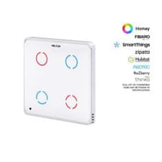 HELTUN HELTUN Touch Panel Switch Quarto (HE-TPS04-WWM), Z-Wave nástěnný vypínač 4 tlačítka, Bílý