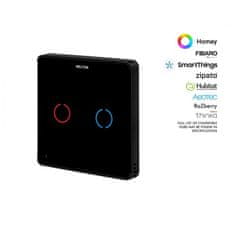 HELTUN HELTUN Touch Panel Switch Duo (HE-TPS02-MKK), Z-Wave nástěnný vypínač 2 tlačítka, Černý