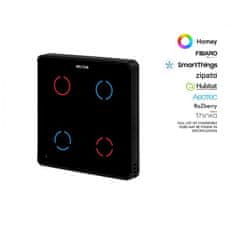 HELTUN HELTUN Touch Panel Switch Quarto (HE-TPS04-MKK), Z-Wave nástěnný vypínač 4 tlačítka, Černý